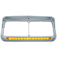 14 Led Dual Headlight Bezel W/ Visor - Amber Led/Amber Lens thumbnail 2