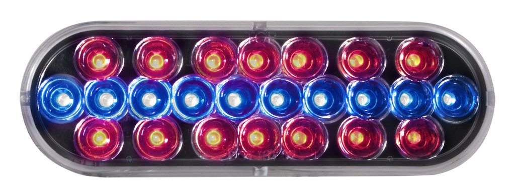 6 OVAL LED LIGHT BLUE&RED/CLEAR LENS (discontinued - until supplies last) — SKU US01-62218
