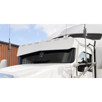 12-1/2” to 7-3/4” Stainless Steel Visor for Kenworth T600, T660, T800, W900 – Curved Windshield, Bowtie Style, 6 Hidden Light Holes thumbnail 3