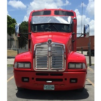 12-1/2” to 7-3/4” Stainless Steel Visor for Kenworth T600, T660, T800, W900 – Curved Windshield, Bowtie Style, 6 Hidden Light Holes thumbnail 5