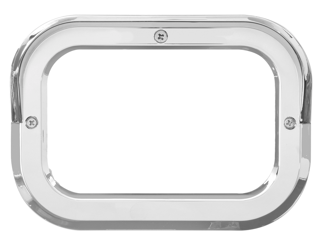 Rectangular Chrome Plastic Rim W/Visor 5-1/4” — SKU 80786-GG
