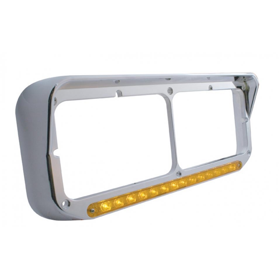 14 Led Dual Headlight Bezel W/ Visor - Amber Led/Amber Lens — SKU 32351-UP