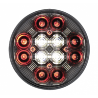 4” Round Combo Light with 12 LED Stop, Turn & Tail Light & 16 LED Back-Up Light - Red LED/Clear Lens thumbnail 1
