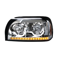 Chrome Headlight With LED Turn Signal & Light Bar For 1996-2010 Freightliner Century thumbnail 3