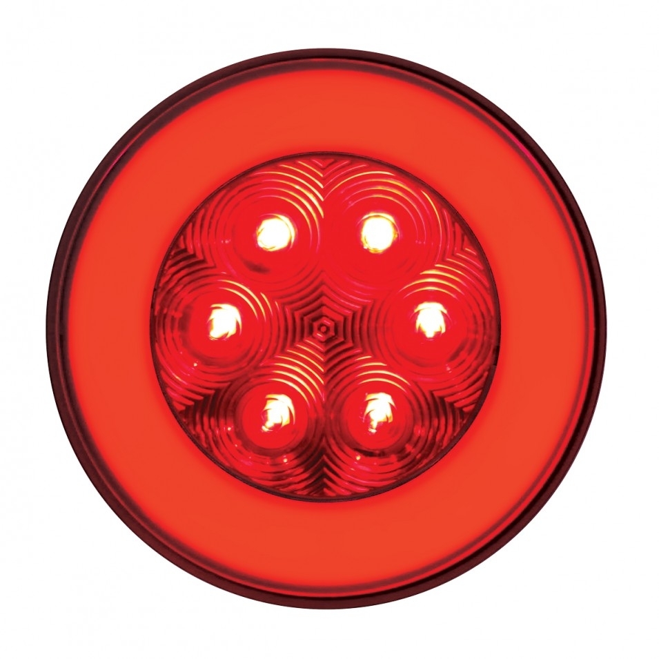 4 Inch Round Glolight Trailer Tail Light- S/T/T - Led - Submersible - 21 Diodes - Red Lens — SKU 37132-UP
