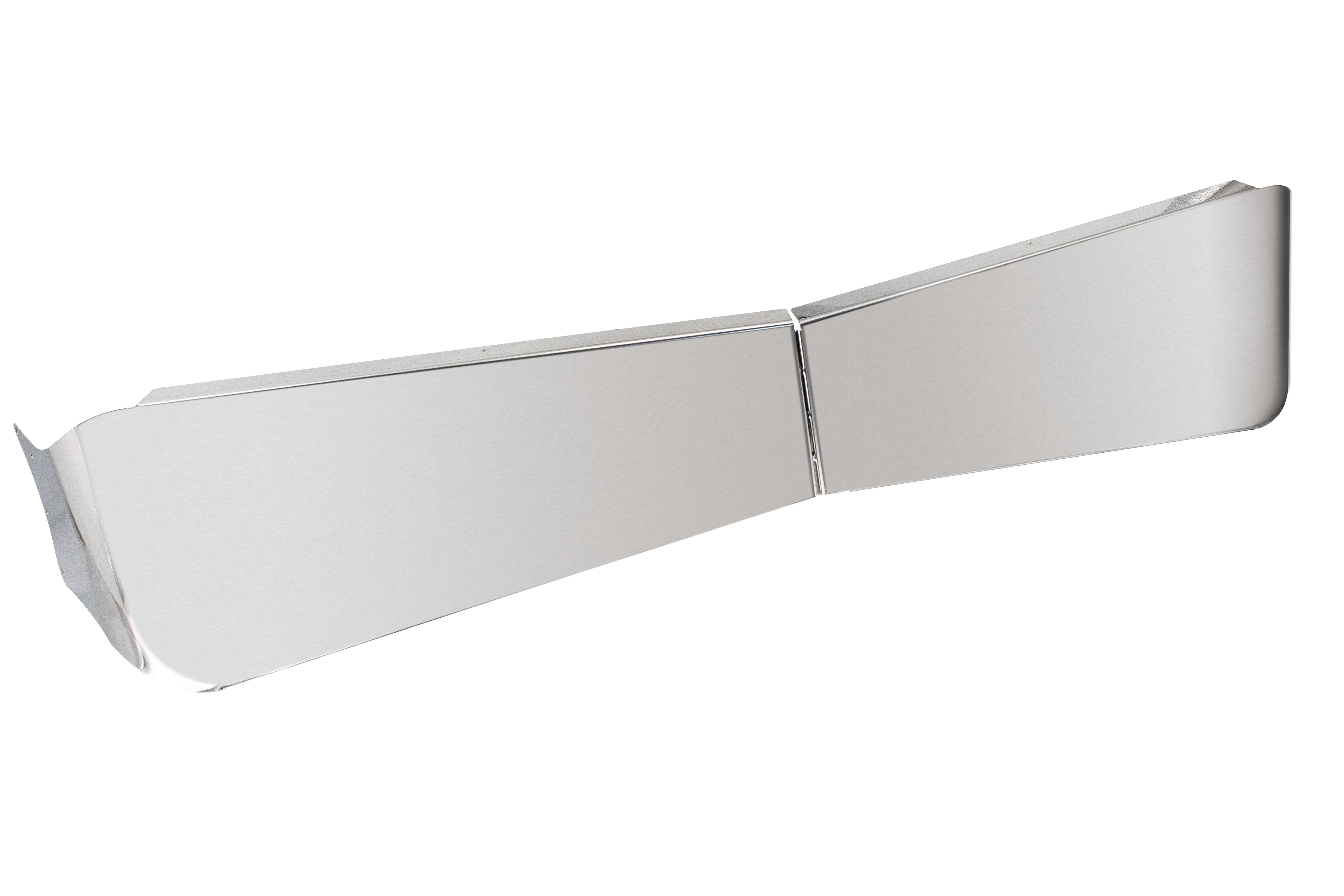 12 1/2” X 8" Visor Fits Kenworth T300,T600, T800, W900, T660 Butterfly Bowtie Curved Windshield, Plain S. Steel  — SKU US19-593104