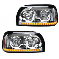 Chrome Headlight With LED Turn Signal & Light Bar For 1996-2010 Freightliner Century thumbnail 2