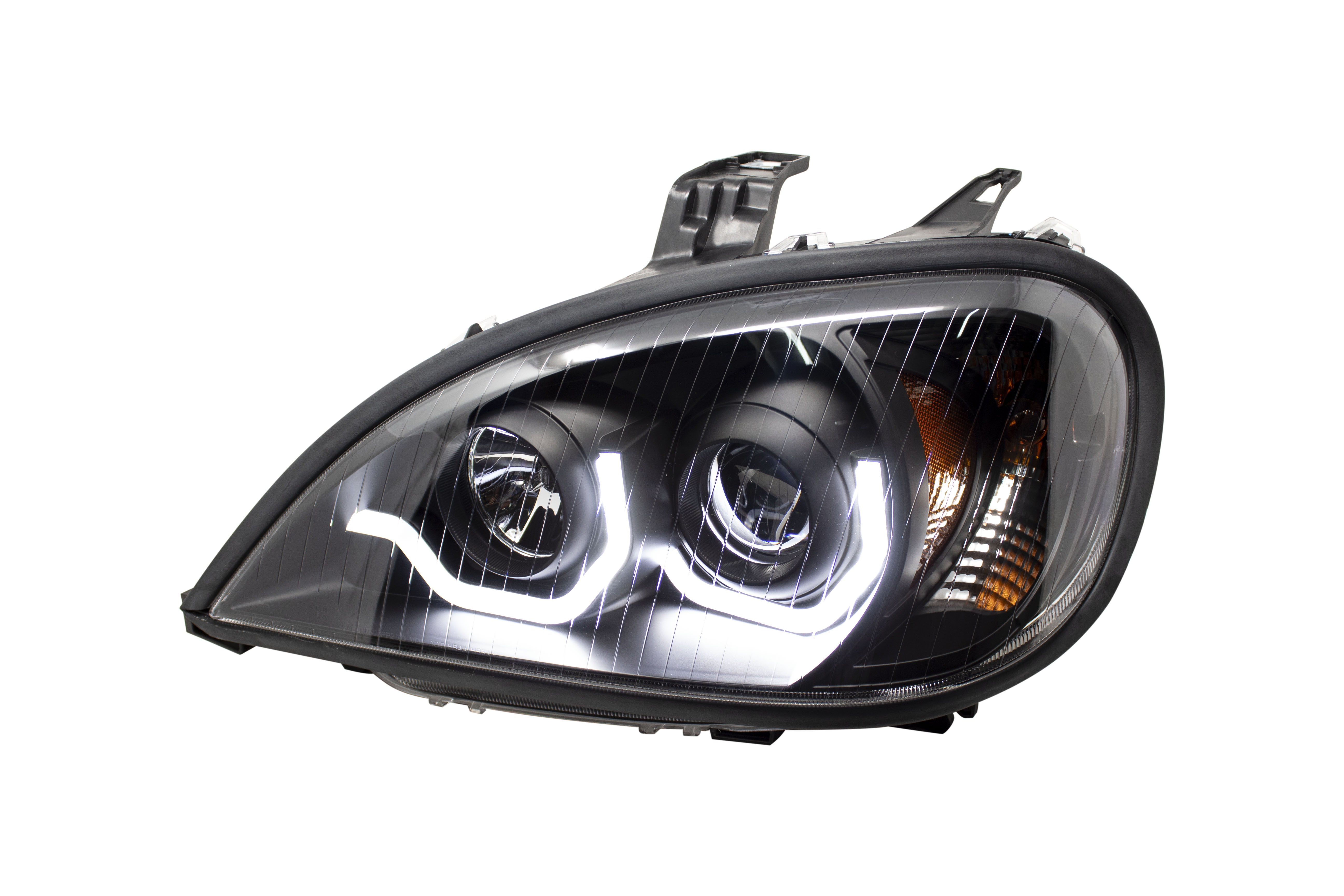 Black Headlight (Freightliner Columbia) W/ LED Light Bar  — SKU US02-4608L