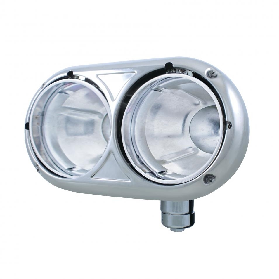 Dual Headlight Housing With inner Lamp Bucket For Peterbilt 359 - 304 Stainless — SKU 32189-UP