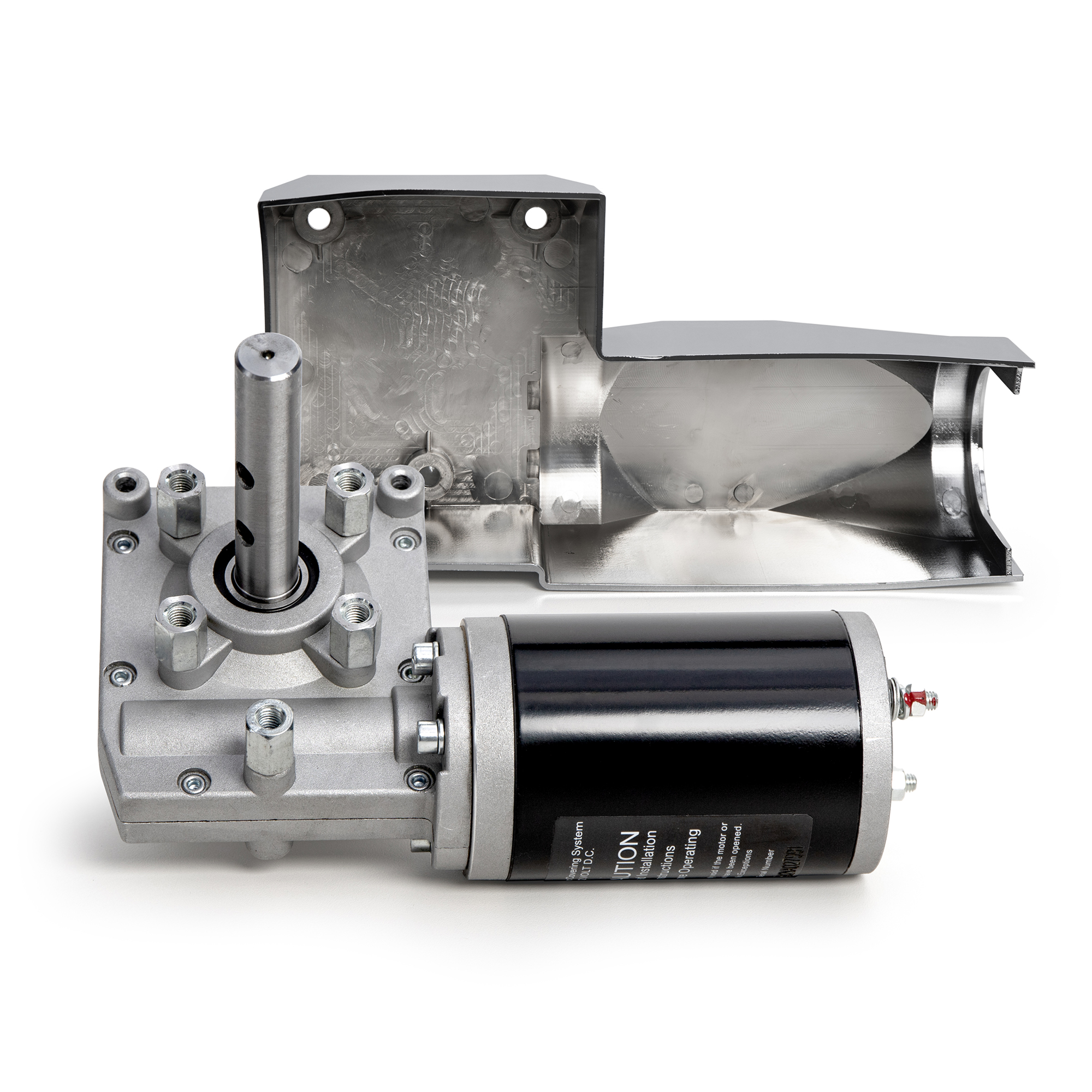 Dump Truck Tarp Motor 600 Watt, Ratio 50:1 - 0.8HP W / Chrome Cover, Slim style Gear Box, 12 Volt 40Amps — SKU US39-8403