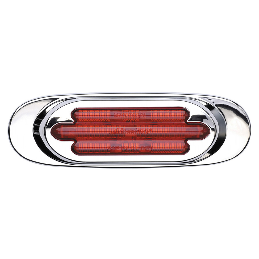 Chrome Oval Clearance Marker 1 Light Red Maxxima — SKU M72270R