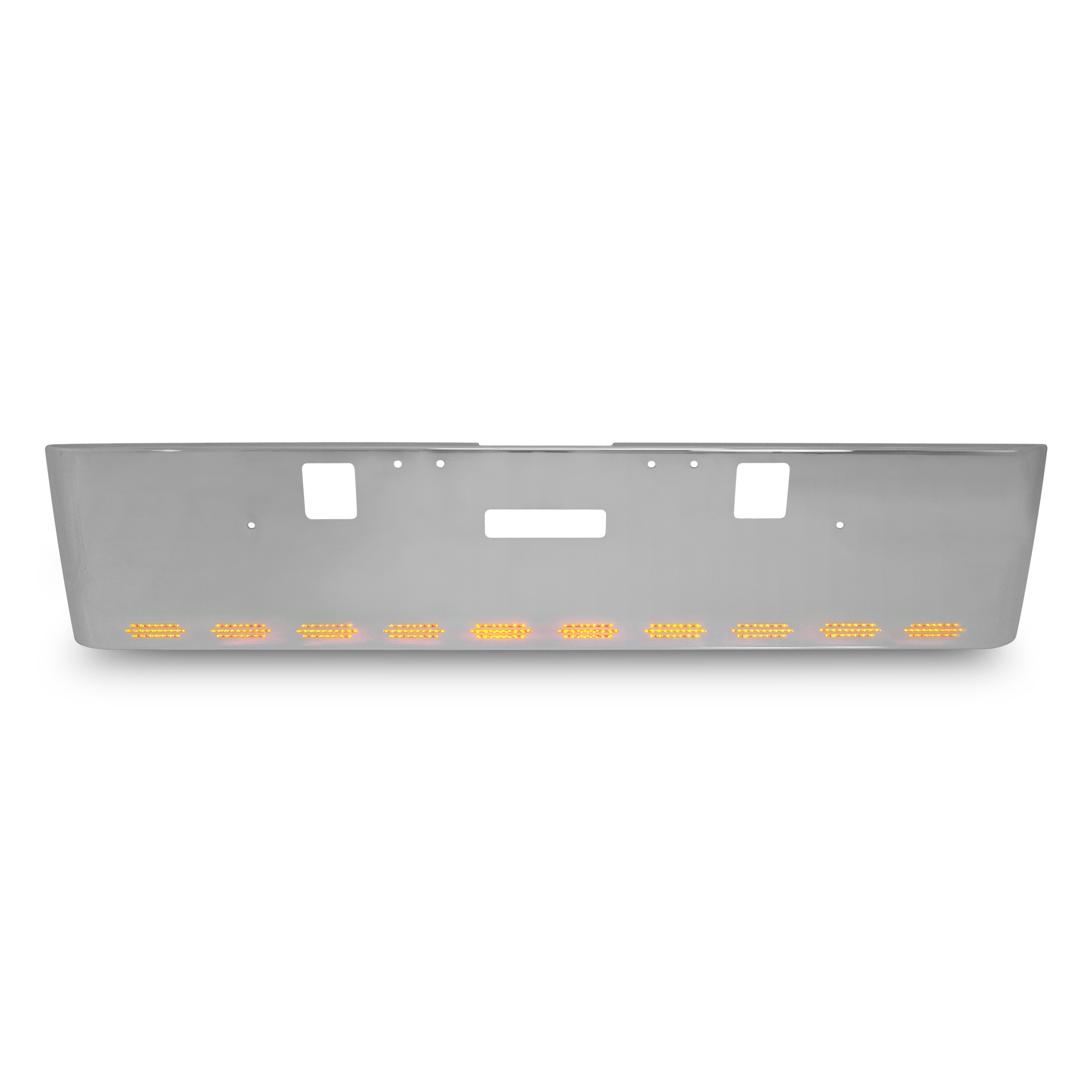 20” Chrome Bumper Freightliner Classic XL 2004-2007, with Rolled End, Tow and 10 Hidden Light Holes — SKU US20-46043