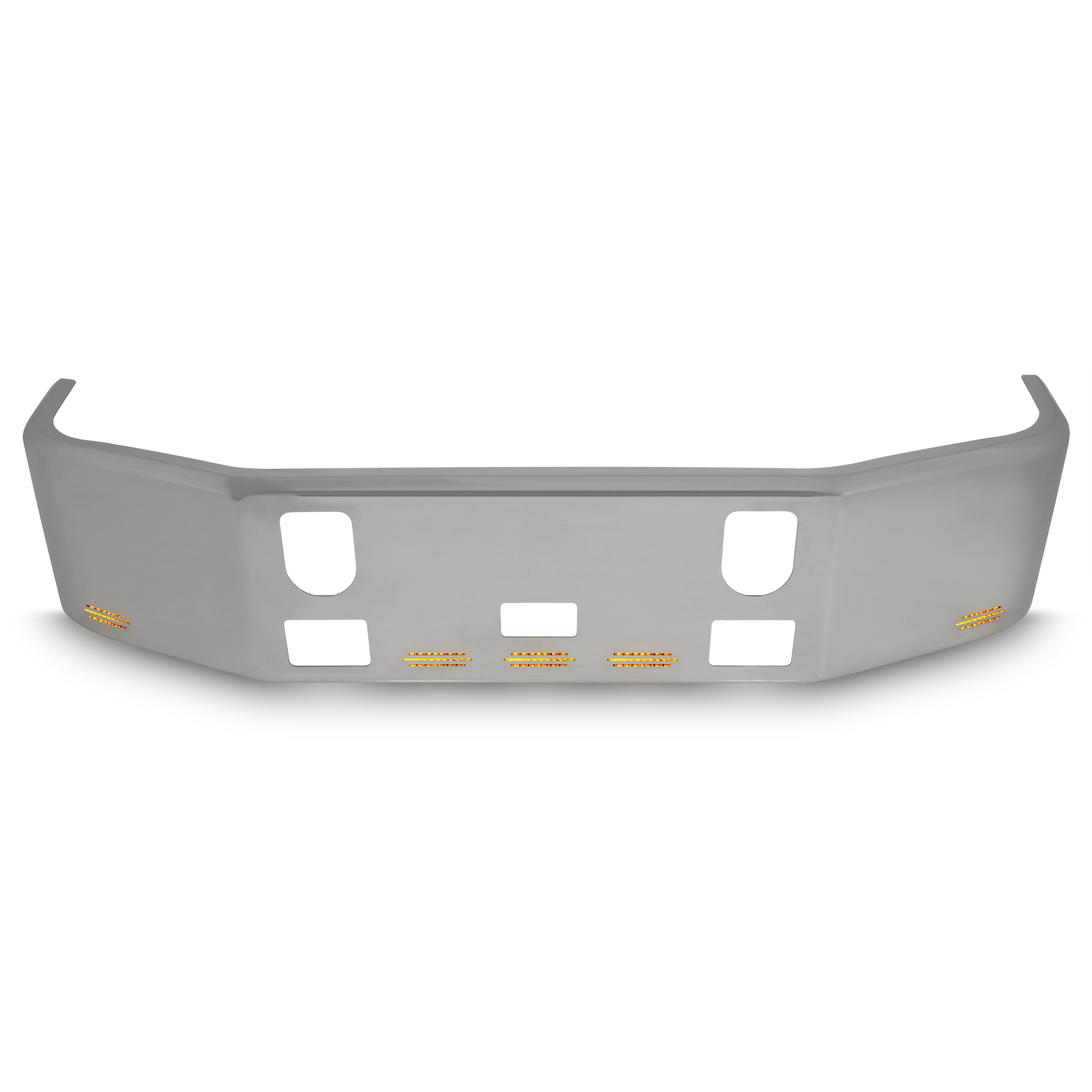 18” Chrome Bumper (Mack CH 1993-2001) W/  Set Back Axle, Step, Tow, Fog Holes & 8 Hidden Light Holes — SKU US20-62011