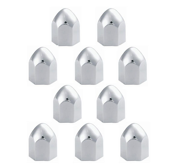 Grand General Bullet Chrome Plastic Push-On Lug Nut Cover Without FLange  ½” X ¹⁵∕₁₆”  (10)Pcs — SKU 10081SP-GG