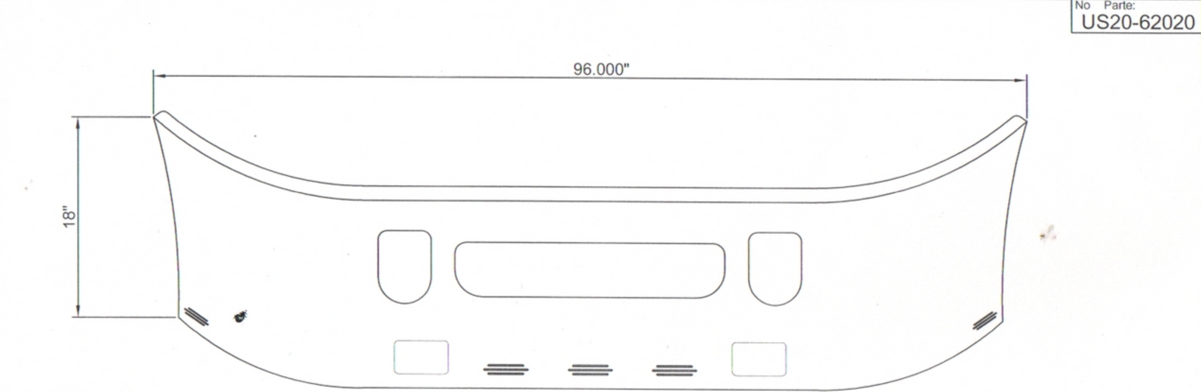 18” Chrome Bumper fits Mack Vision 2001- 2004 — SKU US20-62020