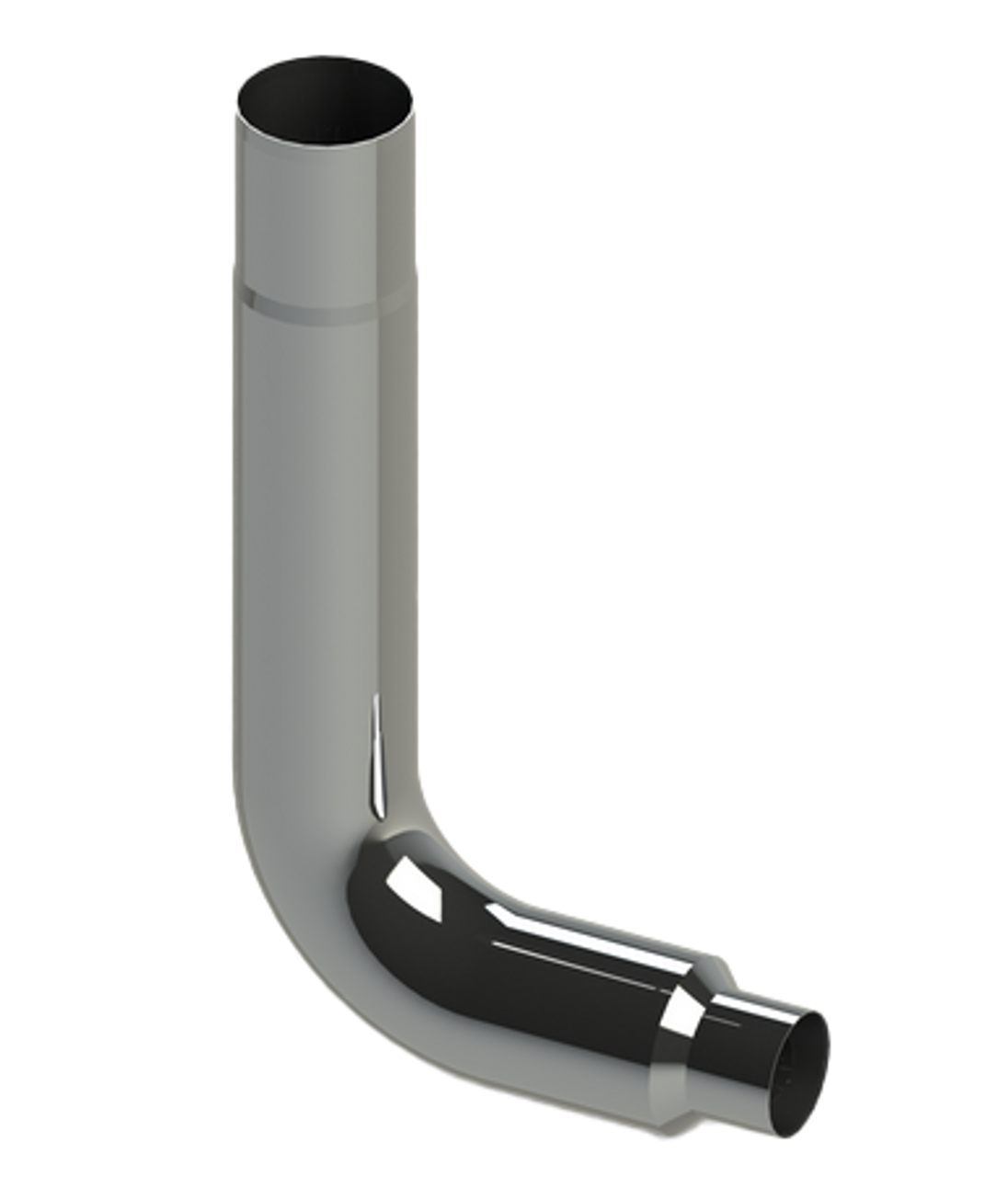 Lincoln Chrome 7” Seamless 90° Elbow Reduced 5” OD Top Leg 29”, lower Leg 20” — SKU L9007-E29-B20-1103