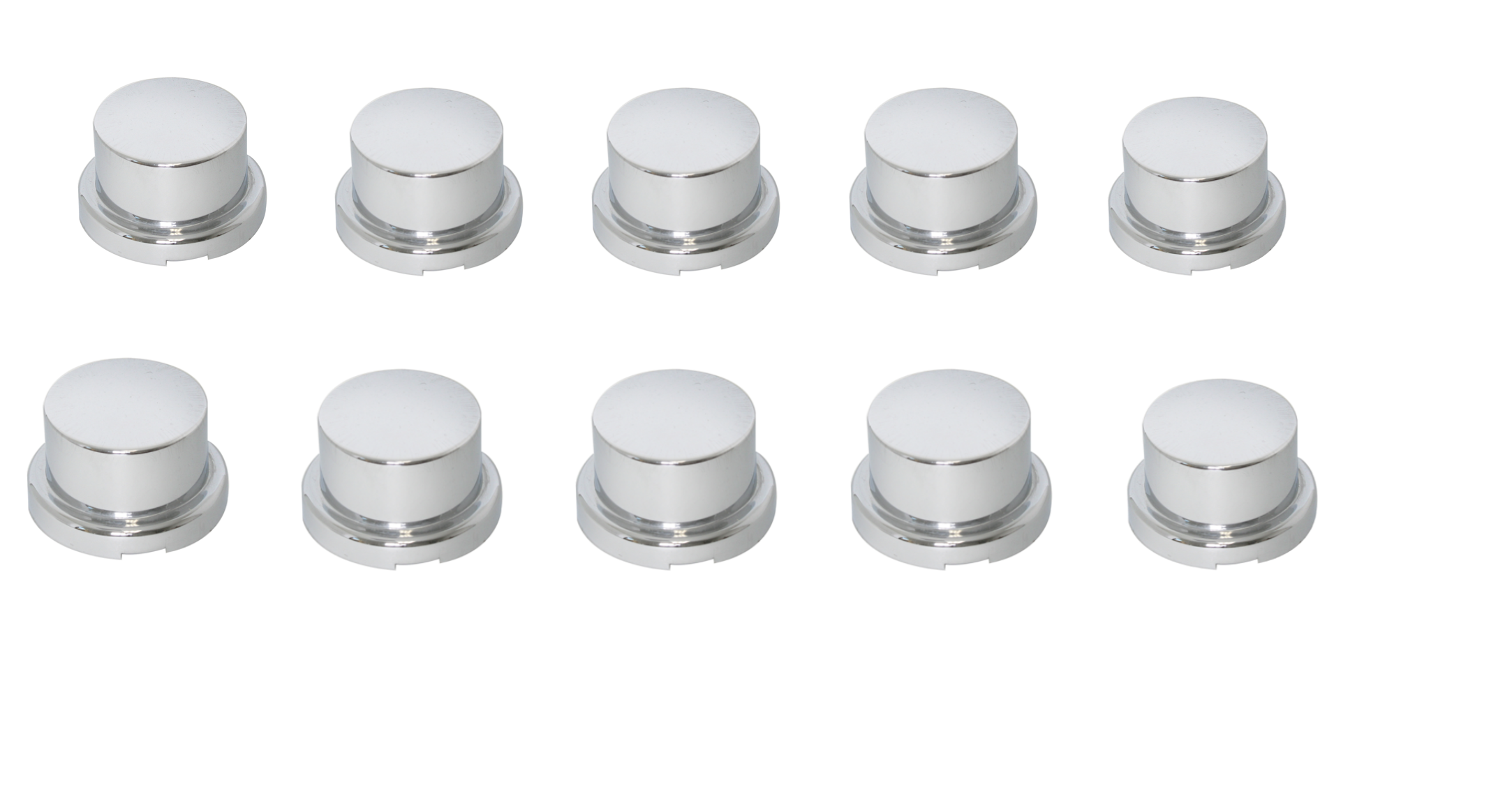 Grand General Flat Top Cr Plastic Lug Nut Cvr w/ Flange for Bumpers ( Set 10 ) Across Flat: 3/4" W, Height: 11/16" H — SKU 70011SP-GG